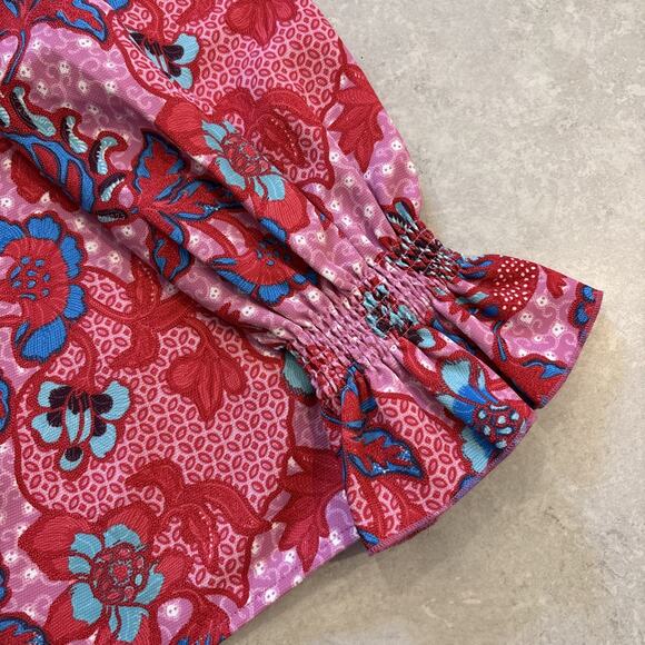 Tuckernuck Women's Marguerite Off Shoulder Top Sz M Pink Bell Sleeves Floral NWT - Picture 2 of 9